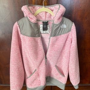 North face hooded full zip up fleece jacket
